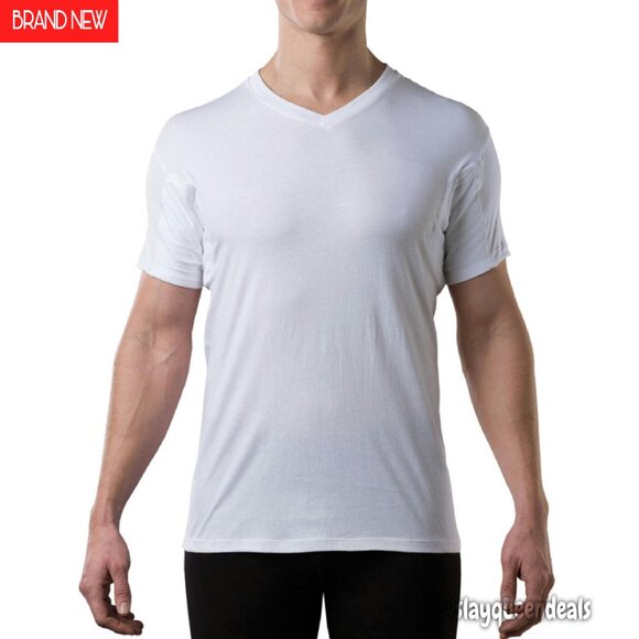 Men's Sweatproof V-Neck Undershirt with Pads - Premium Cotton